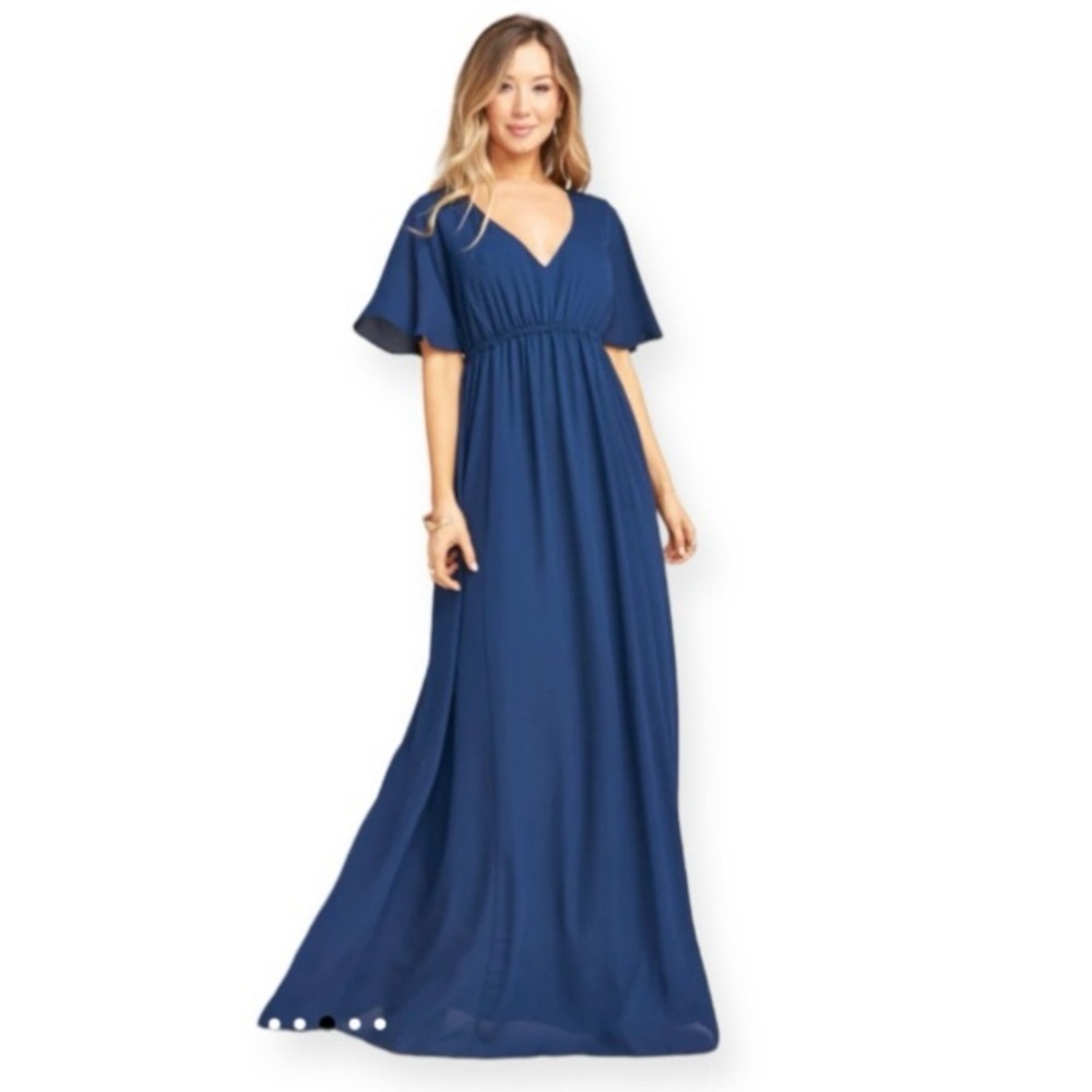 $188 NWT Show Me Your MuMu Emily Empire Dress "Rich Navy Crisp" Size Small